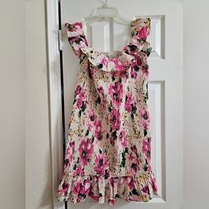 Abeecrombie Off The Shoulder Smocked Mini Floral Dress